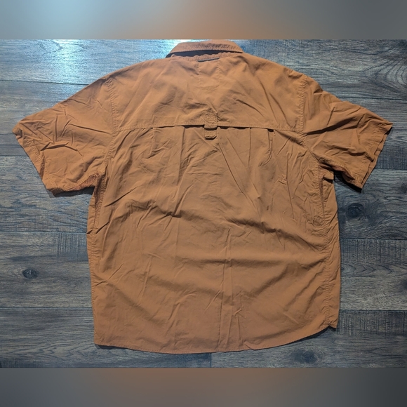 REI Mens Vented Short Sleeve Shirt Size XXL Orange Nylon Fishing Camping Pockets - Picture 9 of 13
